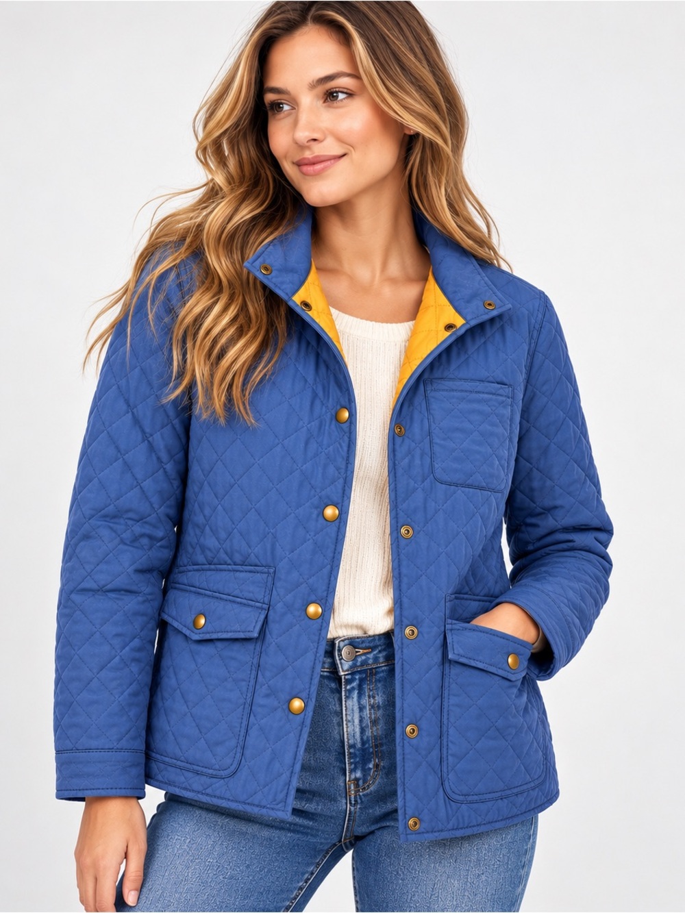 Duluth Trading Co Blue Quilted Barn Jacket L Cottagecore Utility Workwear